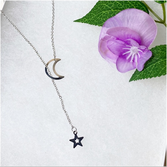 Jewelry - Sweetheart Silver Tone Crescent Moon Necklace.